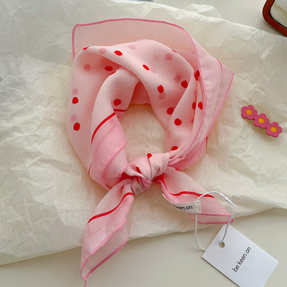 Cotton And Linen Silk Scarf Featuring Flower Pattern In Pink, Perfect For Spring & Summer