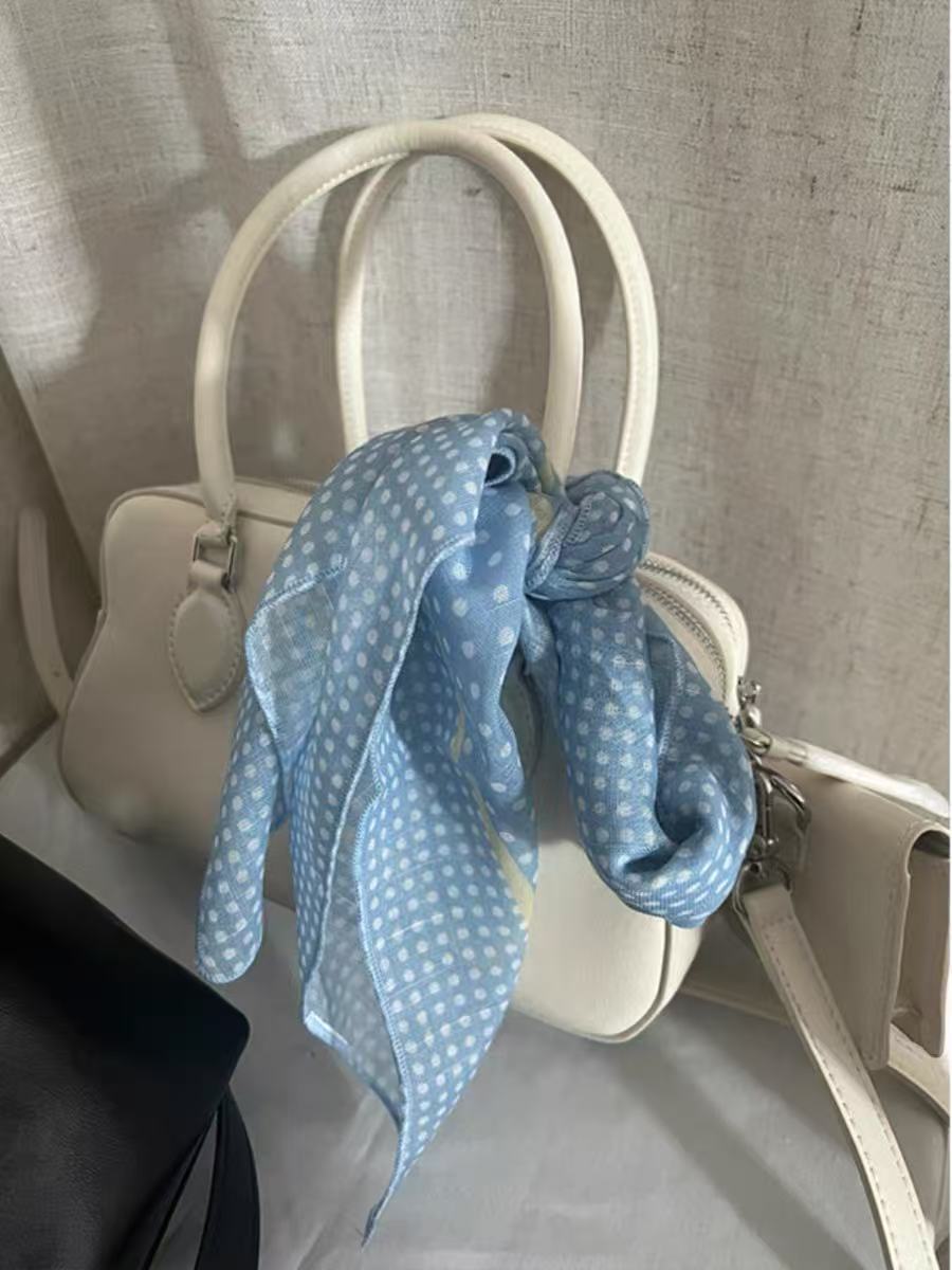 Blue Silk Kerchief Bandana For Spring And Summer, Stylish And Lightweight Accessory