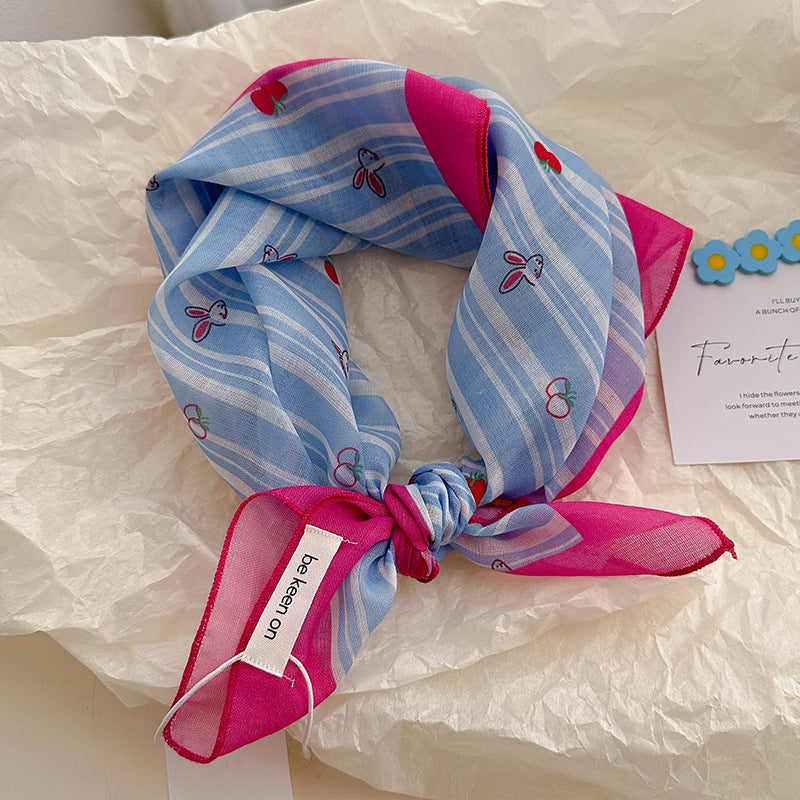 Cotton And Linen Silk Scarf Featuring Flower Pattern In Pink, Perfect For Spring & Summer