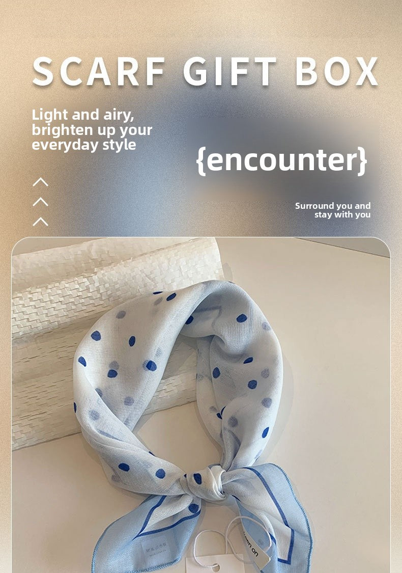 Blue Silk Kerchief Bandana For Spring And Summer, Stylish And Lightweight Accessory