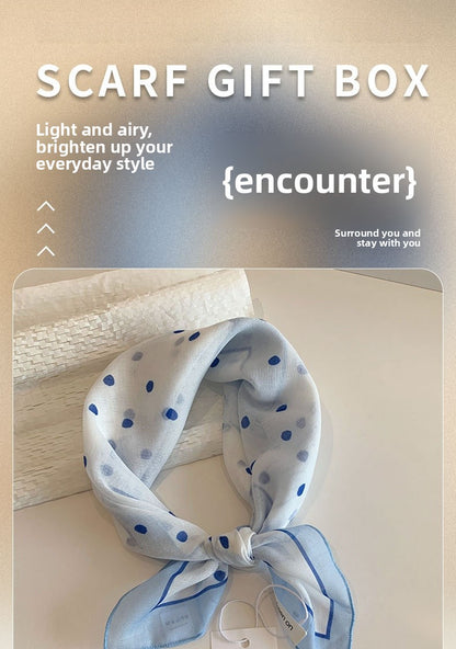 Blue Silk Kerchief Bandana For Spring And Summer, Stylish And Lightweight Accessory