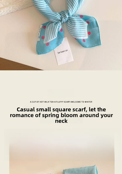 Blue Silk Kerchief Bandana For Spring And Summer, Stylish And Lightweight Accessory