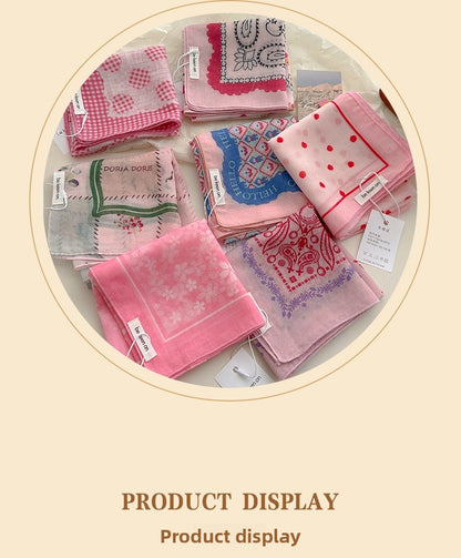 Cotton And Linen Silk Scarf Featuring Flower Pattern In Pink, Perfect For Spring & Summer