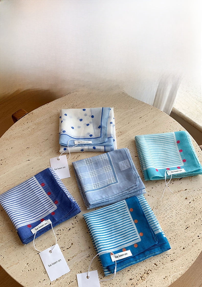 Blue Silk Kerchief Bandana For Spring And Summer, Stylish And Lightweight Accessory
