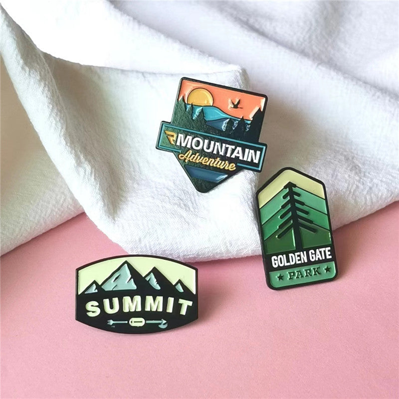 Mountain Pattern Alloy Brooch Pin Featuring Nature-Inspired Design
