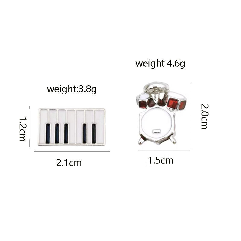 Pin Brooches Featuring Pano Keys Pattern In Alloy Material With Steel Color Finish