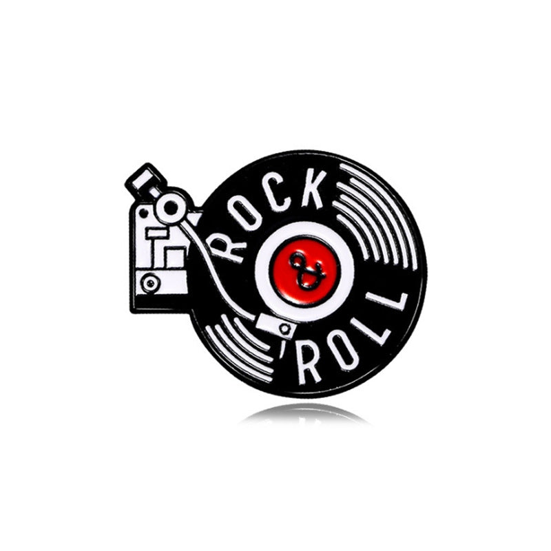 Pin Brooch Featuring Music Pattern In Zinc Alloy, Available In Black