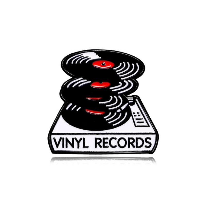 Pin Brooch Featuring Music Pattern In Zinc Alloy, Available In Black
