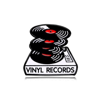 Pin Brooch Featuring Music Pattern In Zinc Alloy, Available In Black