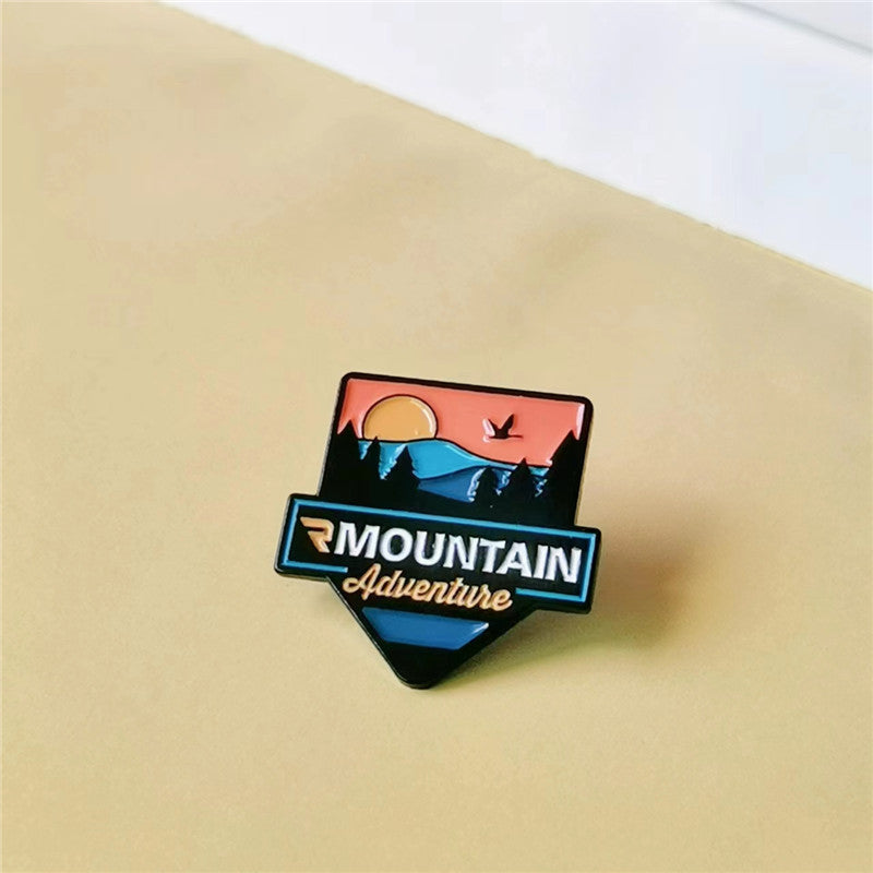Mountain Pattern Alloy Brooch Pin Featuring Nature-Inspired Design