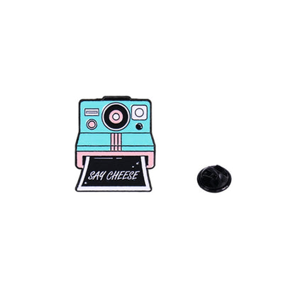 Pin Brooch Featuring Tape Pattern In Zinc Alloy With Blue Color