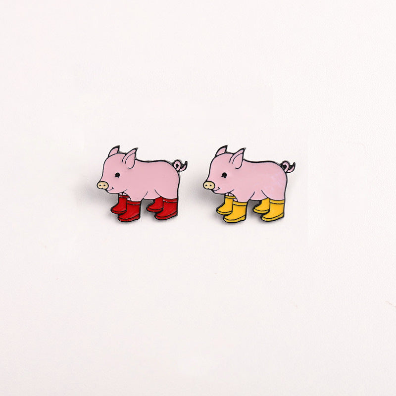 Animal Pin Brooch In Zinc Alloy With Pink Color Accent