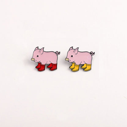 Animal Pin Brooch In Zinc Alloy With Pink Color Accent