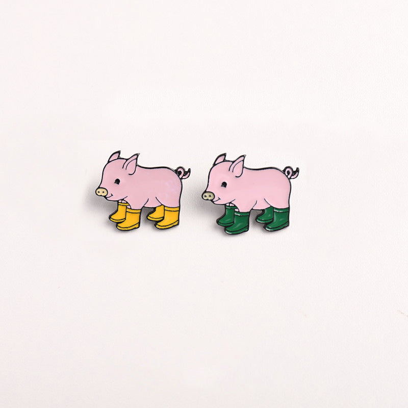 Animal Pin Brooch In Zinc Alloy With Pink Color Accent