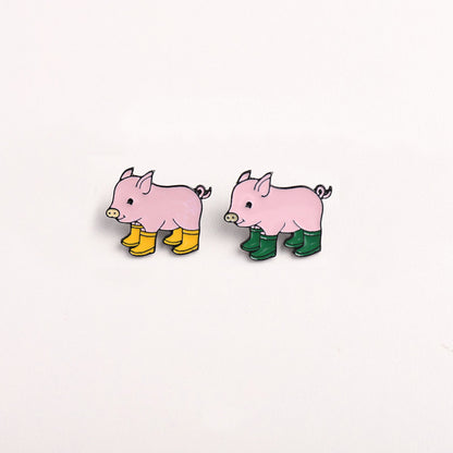 Animal Pin Brooch In Zinc Alloy With Pink Color Accent