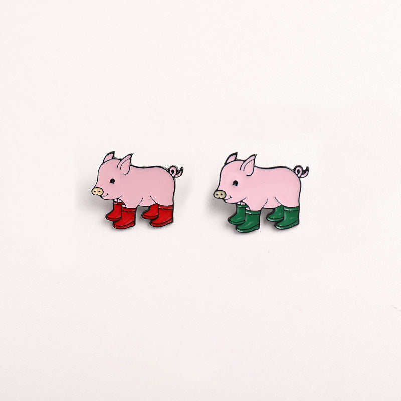 Animal Pin Brooch In Zinc Alloy With Pink Color Accent