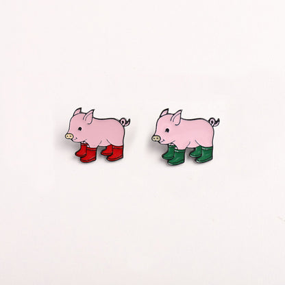 Animal Pin Brooch In Zinc Alloy With Pink Color Accent