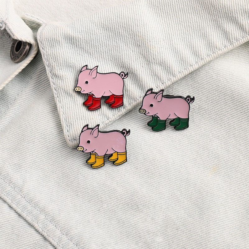 Animal Pin Brooch In Zinc Alloy With Pink Color Accent