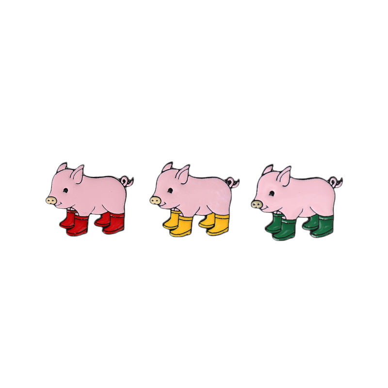 Animal Pin Brooch In Zinc Alloy With Pink Color Accent