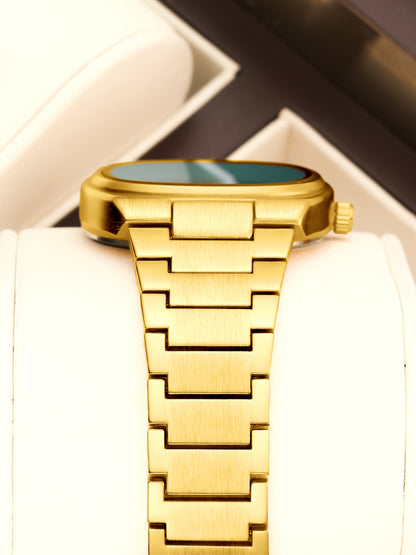 Women’s Quartz Watch With Tempered Glass, Square Dial, Steel Strap, Number Display, Butterfly Double Snap Buckle Golden