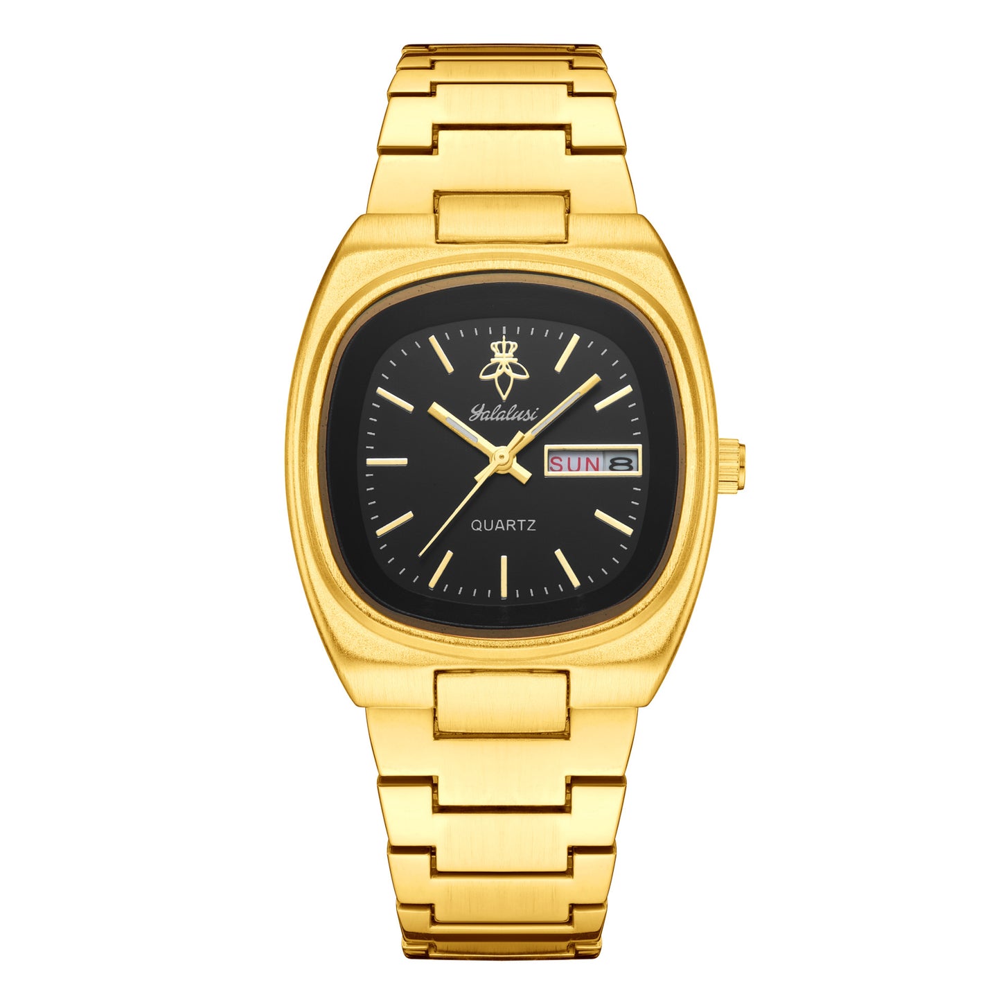 Women’s Quartz Watch With Tempered Glass, Square Dial, Steel Strap, Number Display, Butterfly Double Snap Buckle Golden