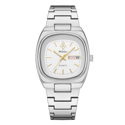 Women’s Quartz Watch With Tempered Glass, Square Dial, Steel Strap, Number Display, Butterfly Double Snap Buckle Golden