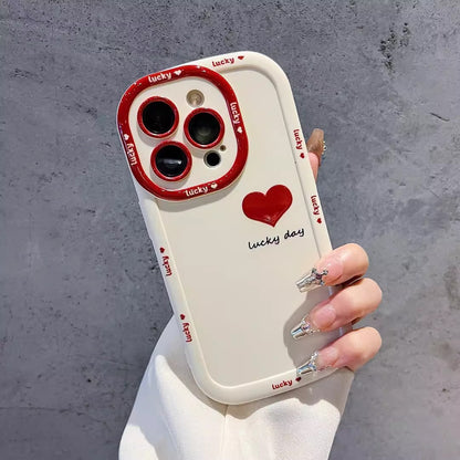 Cute Heart Shape Phone Case For Apple Devices, Made Of Durable TPU Material In White