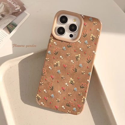 Cute Ditsy Floral TPU Phone Case In Brown For Apple Devices