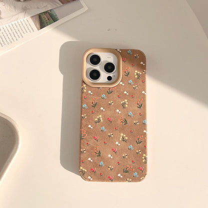 Cute Ditsy Floral TPU Phone Case In Brown For Apple Devices