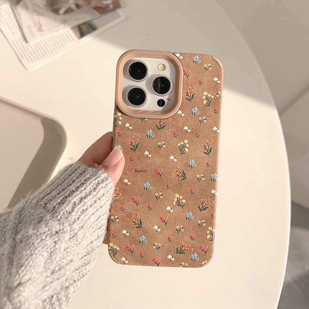 Cute Ditsy Floral TPU Phone Case In Brown For Apple Devices