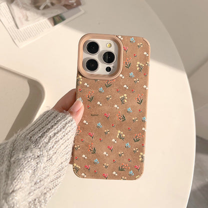 Cute Ditsy Floral TPU Phone Case In Brown For Apple Devices