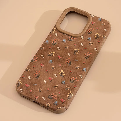 Cute Ditsy Floral TPU Phone Case In Brown For Apple Devices
