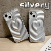 Matte Silver Wrinkled Heart