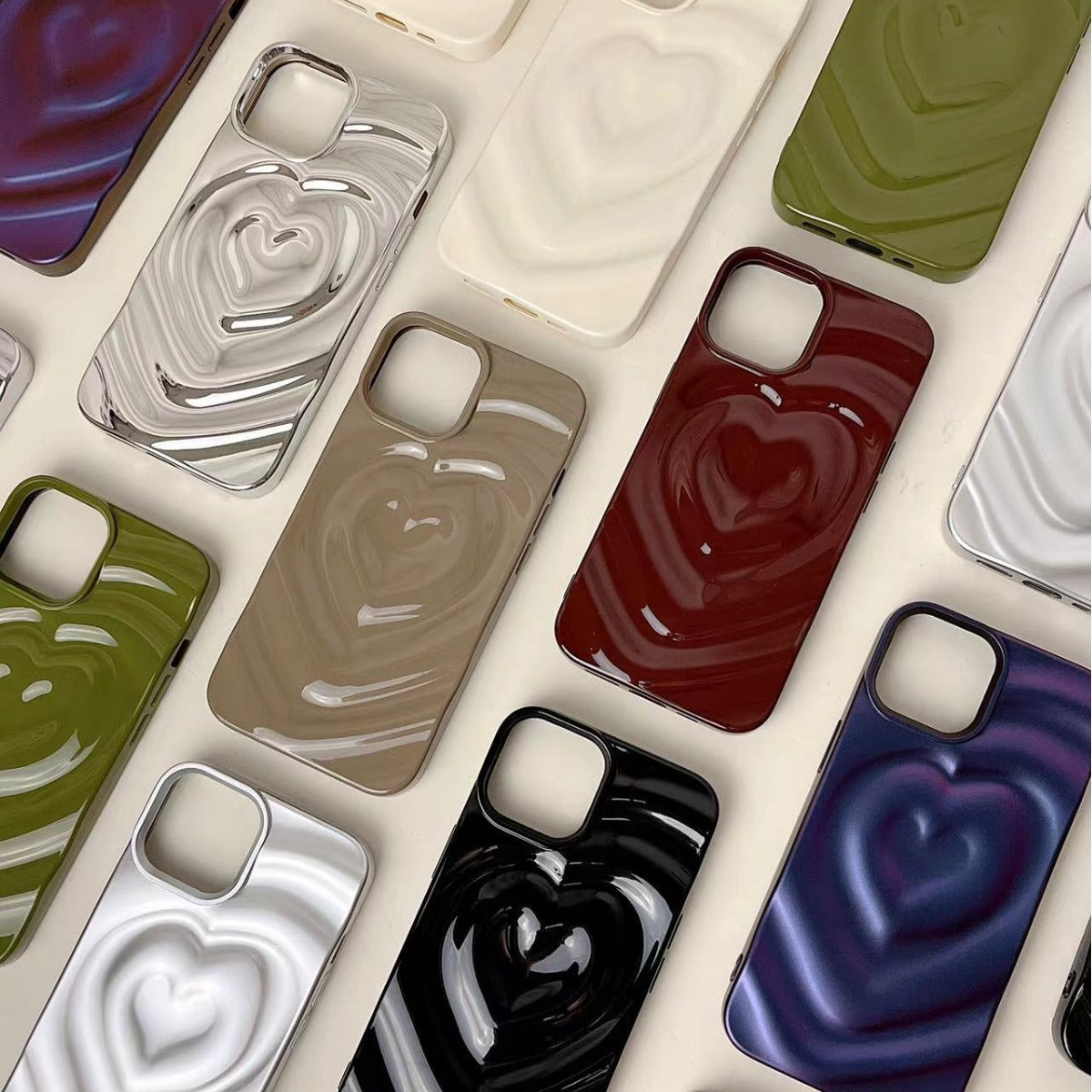 Heart Shape Phone Case For Apple Featuring Durable TPU Material In Silver Color