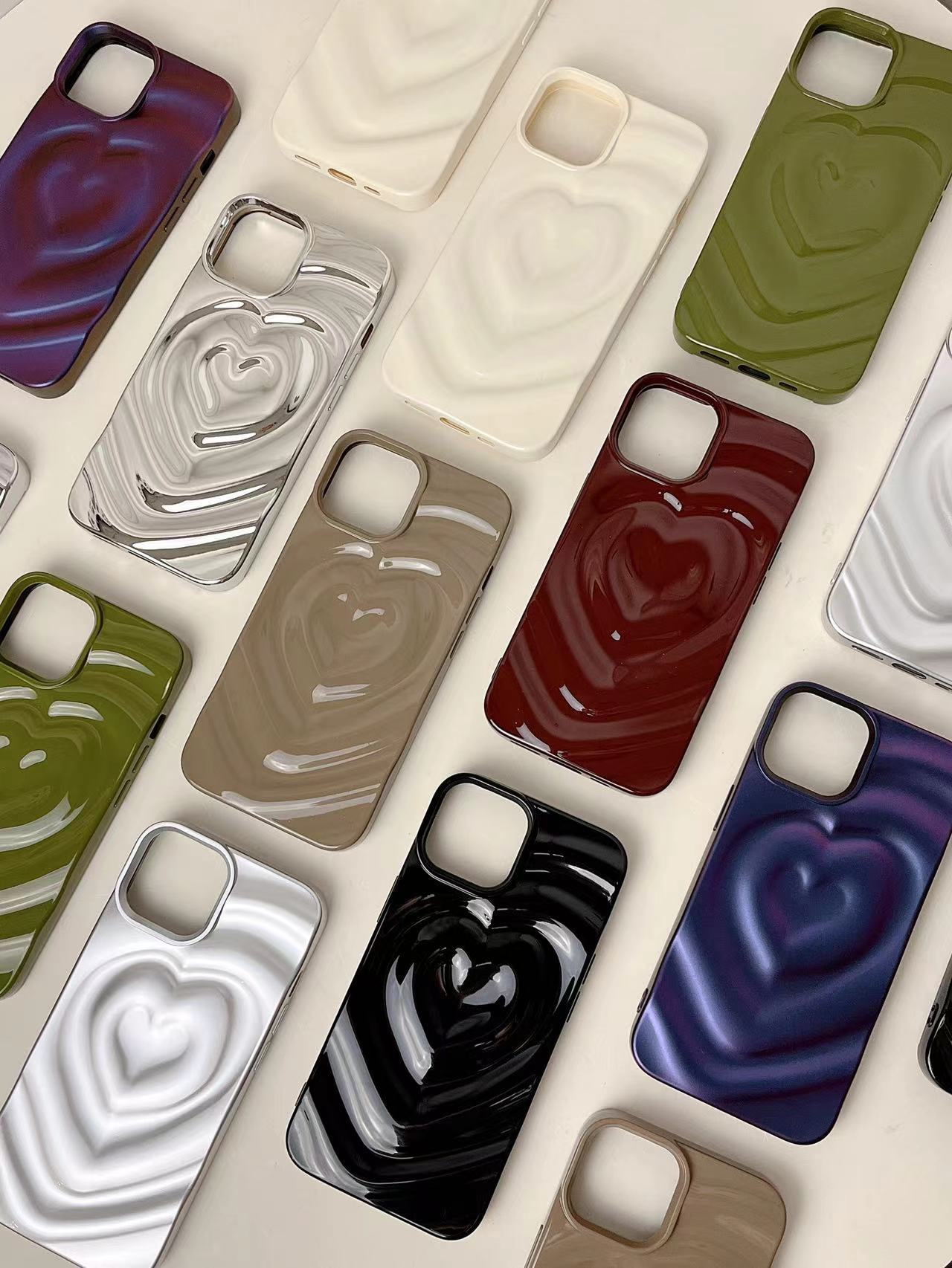 Heart Shape Phone Case For Apple Featuring Durable TPU Material In Silver Color