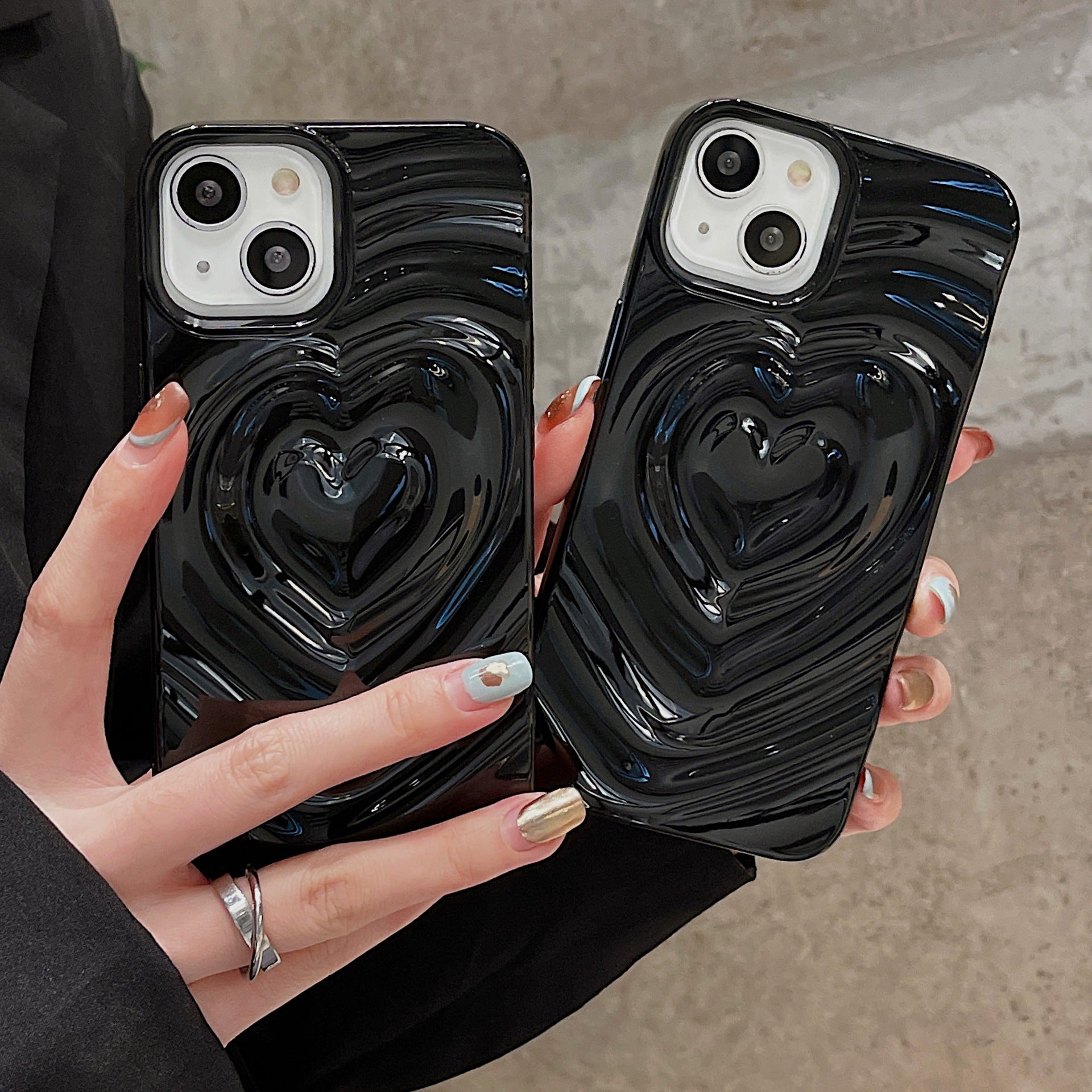 Heart Shape Phone Case For Apple Featuring Durable TPU Material In Silver Color