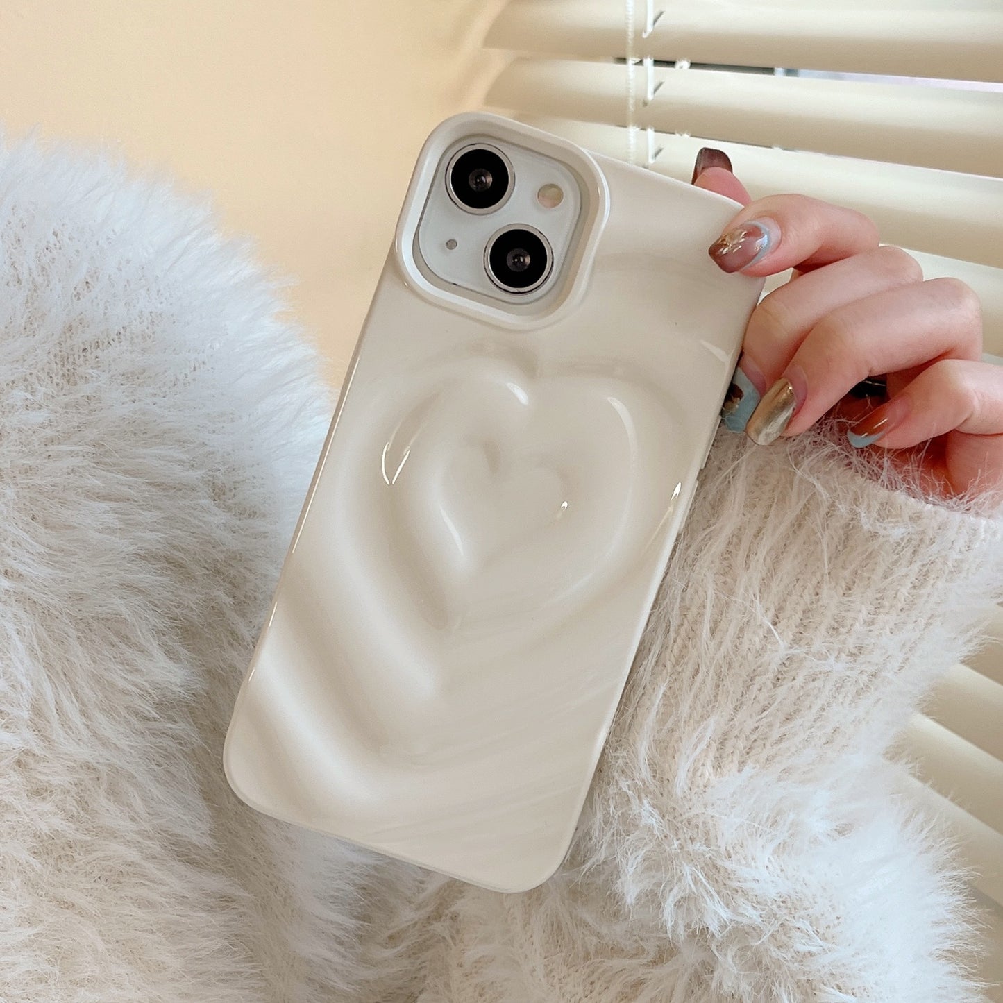 Heart Shape Phone Case For Apple Featuring Durable TPU Material In Silver Color