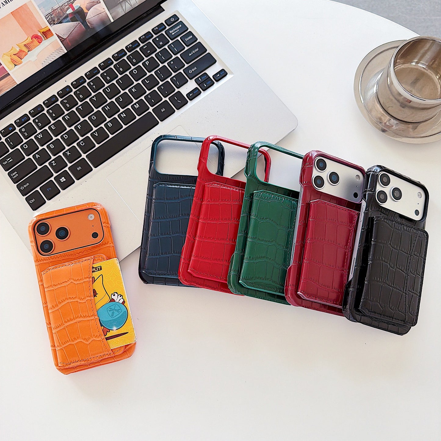 Crocodile Pattern Phone Case For Apple Devices In Black Color, Stylish And Durable Mobile Protection