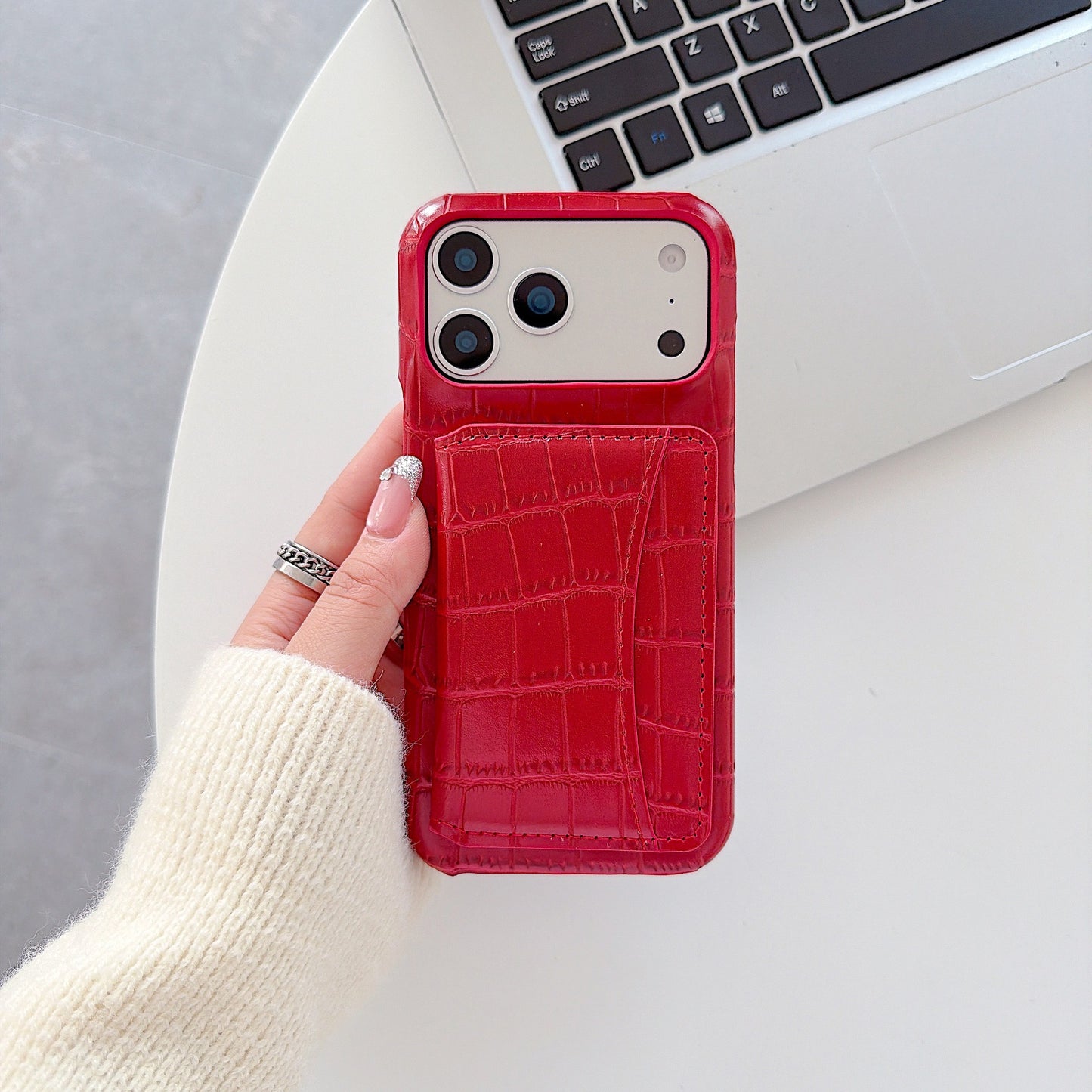 Crocodile Pattern Phone Case For Apple Devices In Black Color, Stylish And Durable Mobile Protection