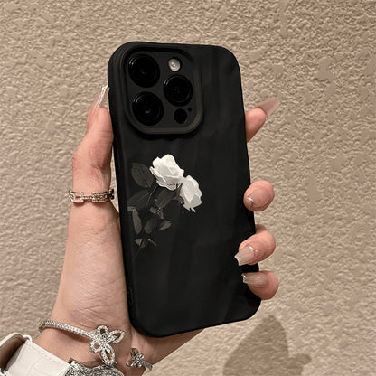 Artistic Rose Pattern Phone Case For Apple Devices Featuring Elegant Floral Design