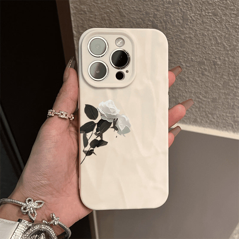Artistic Cartoon Style Rose Phone Case For Apple Devices Featuring Elegant Floral Pattern