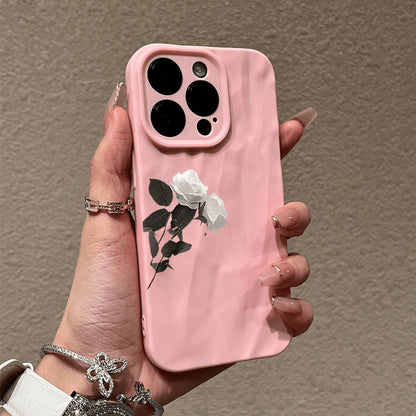 Artistic Rose Pattern Phone Case For Apple Devices Featuring Elegant Floral Design
