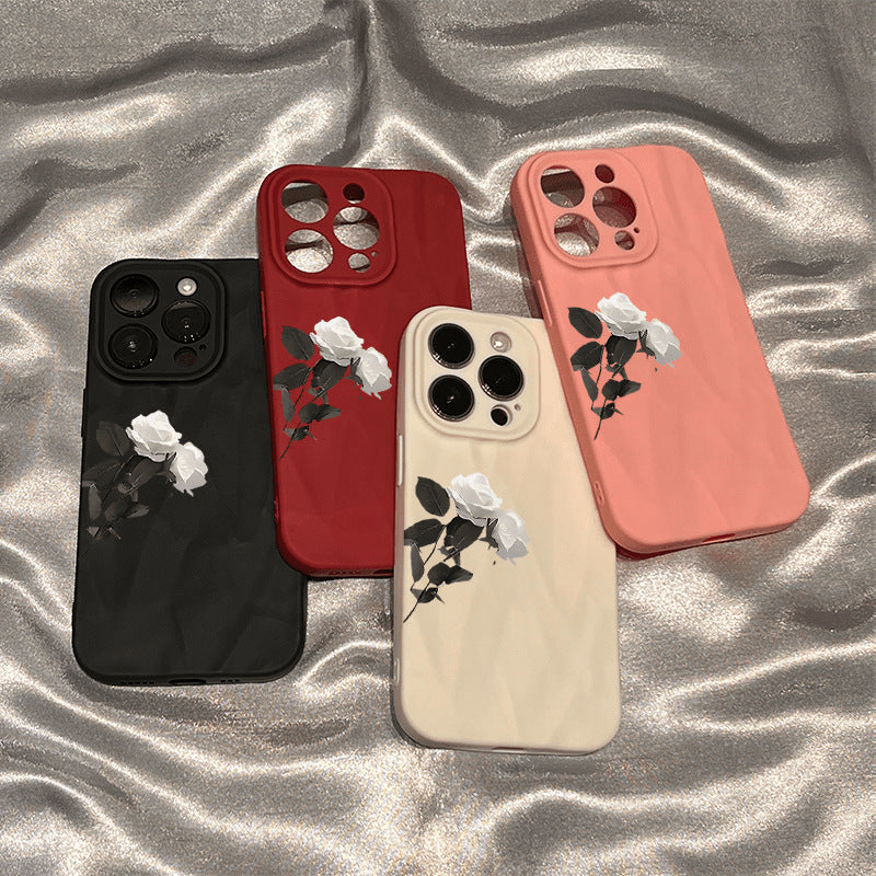 Artistic Rose Pattern Phone Case For Apple Devices Featuring Elegant Floral Design
