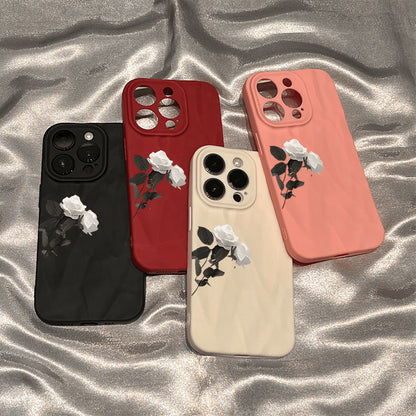 Artistic Rose Pattern Phone Case For Apple Devices Featuring Elegant Floral Design