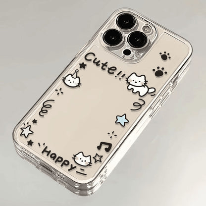 Cat Pattern Phone Case Made Of Silica Gel, Transparent Design Compatible With Apple Phones