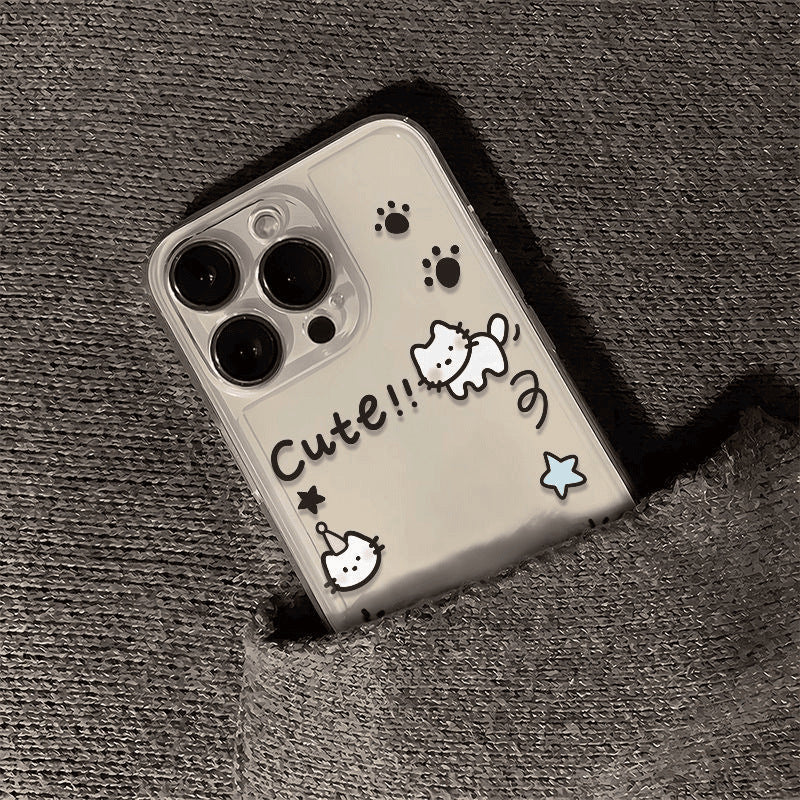 Cat Pattern Phone Case Made Of Silica Gel, Transparent Design Compatible With Apple Phones