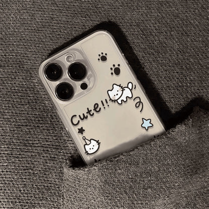 Cat Pattern Phone Case Made Of Silica Gel, Transparent Design Compatible With Apple Phones