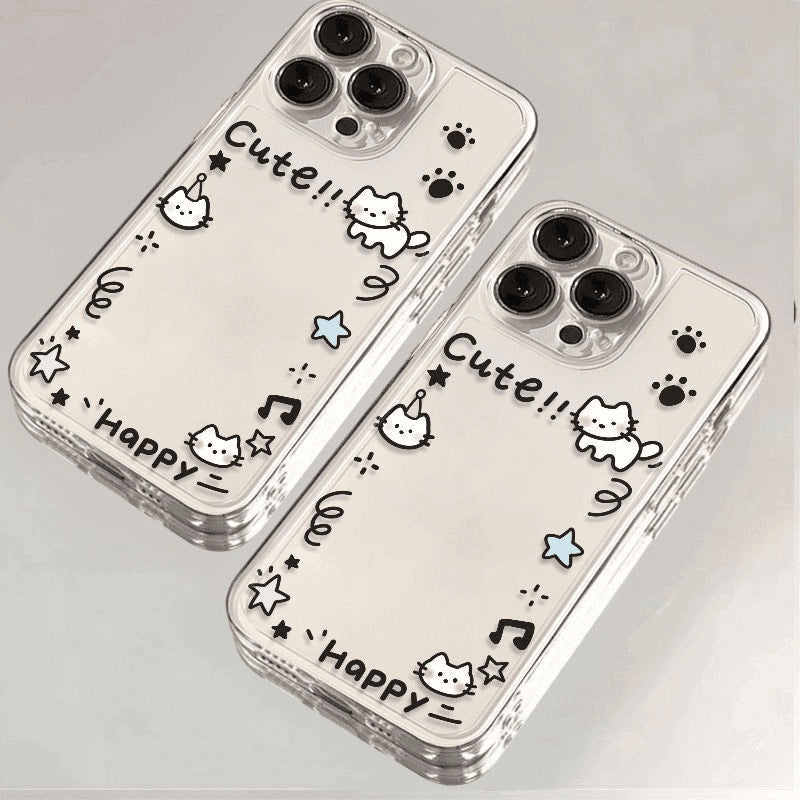 Cat Pattern Phone Case Made Of Silica Gel, Transparent Design Compatible With Apple Phones