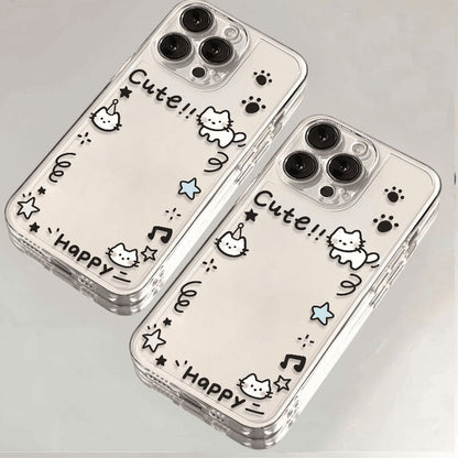 Cat Pattern Phone Case Made Of Silica Gel, Transparent Design Compatible With Apple Phones