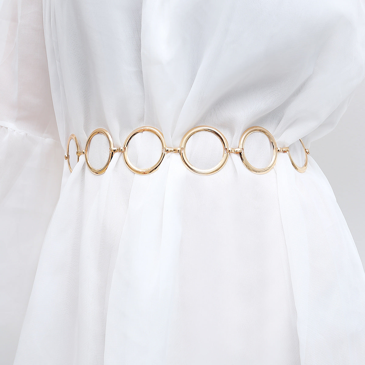 Geometric Round Irregular Metal Body Chain Waist Chain For Women In Golden